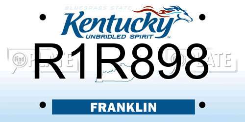 R1R898 Kentucky License Plate