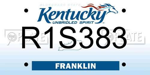 R1S383 Kentucky License Plate