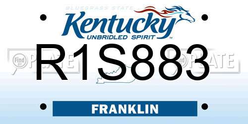 R1S883 Kentucky License Plate