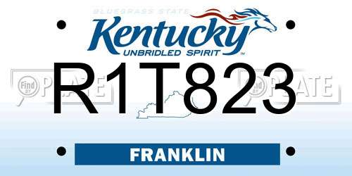 R1T823 Kentucky License Plate