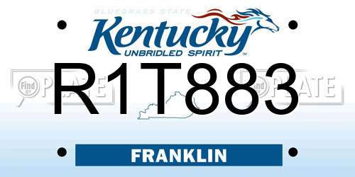 R1T883 Kentucky License Plate