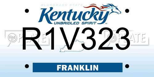 R1V323 Kentucky License Plate
