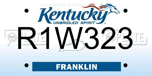 R1W323 Kentucky License Plate