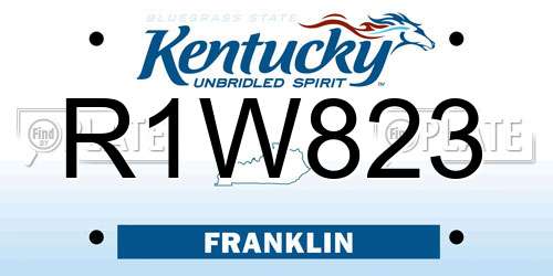 R1W823 Kentucky License Plate
