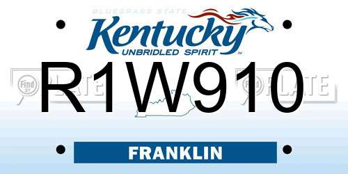R1W910 Kentucky License Plate