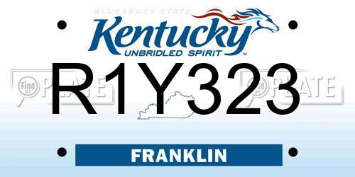 R1Y323 Kentucky License Plate