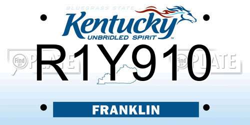 R1Y910 Kentucky License Plate