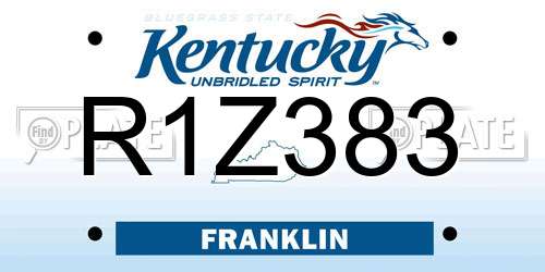 R1Z383 Kentucky License Plate