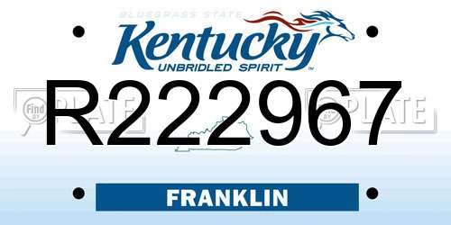 R222967 Kentucky License Plate
