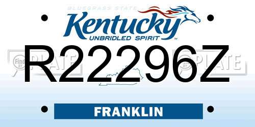 R22296Z Kentucky License Plate