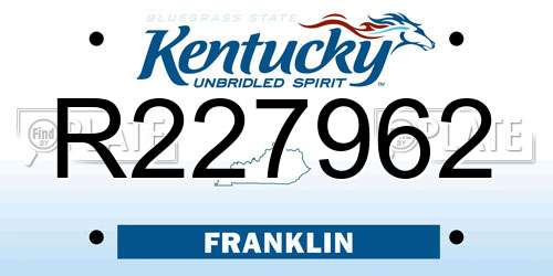 R227962 Kentucky License Plate