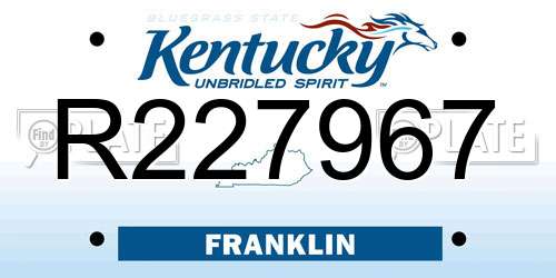 R227967 Kentucky License Plate