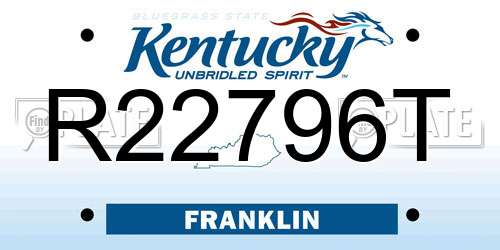 R22796T Kentucky License Plate