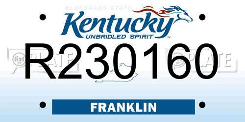 R230160 Kentucky License Plate