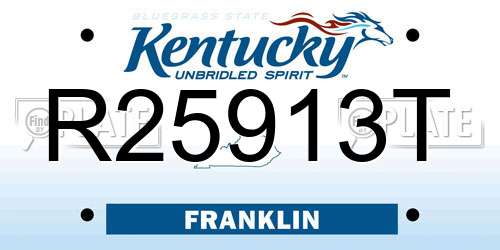 R25913T Kentucky License Plate