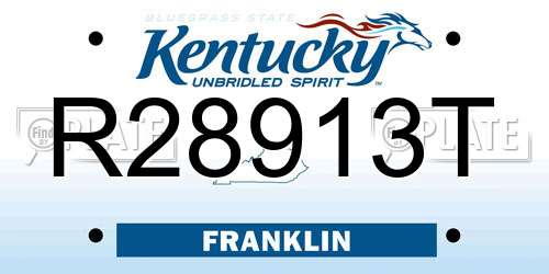 R28913T Kentucky License Plate