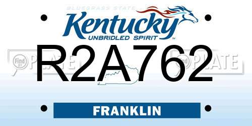 R2A762 Kentucky License Plate
