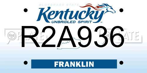 R2A936 Kentucky License Plate