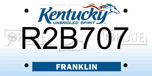 R2B707 Kentucky License Plate