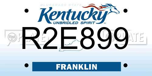R2E899 Kentucky License Plate