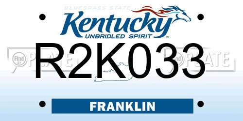 R2K033 Kentucky License Plate