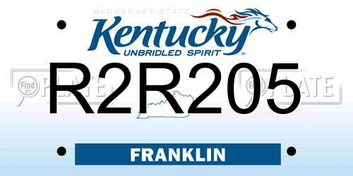 R2R205 Kentucky License Plate