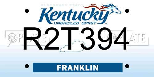 R2T394 Kentucky License Plate