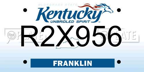 R2X956 Kentucky License Plate