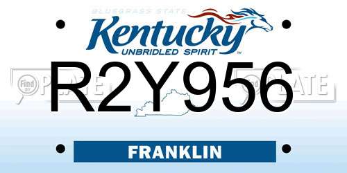 R2Y956 Kentucky License Plate