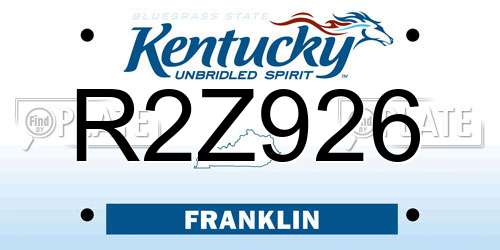 R2Z926 Kentucky License Plate