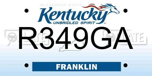 R349GA Kentucky License Plate