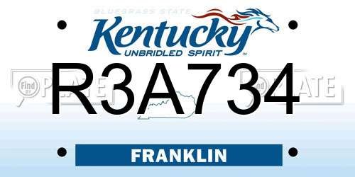 R3A734 Kentucky License Plate