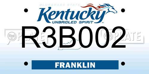 R3B002 Kentucky License Plate