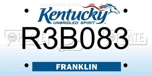 R3B083 Kentucky License Plate