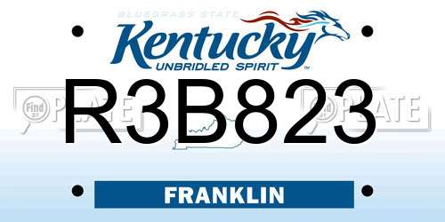 R3B823 Kentucky License Plate