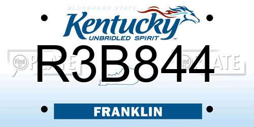 R3B844 Kentucky License Plate