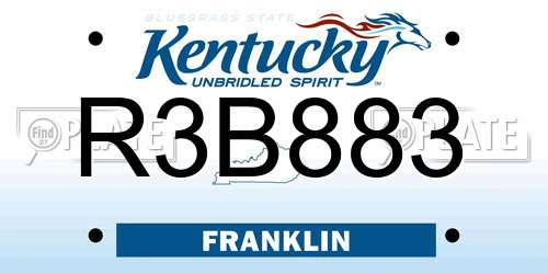 R3B883 Kentucky License Plate