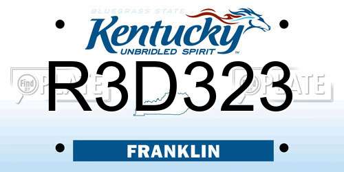 R3D323 Kentucky License Plate
