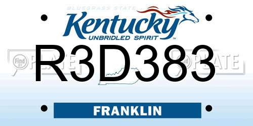 R3D383 Kentucky License Plate