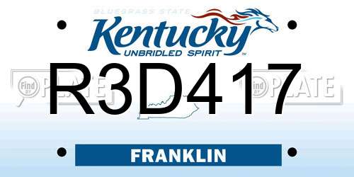 R3D417 Kentucky License Plate
