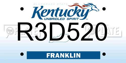 R3D520 Kentucky License Plate