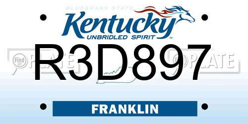 R3D897 Kentucky License Plate