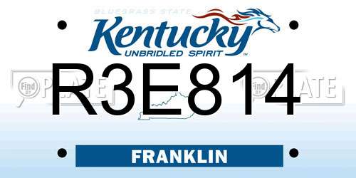 R3E814 Kentucky License Plate
