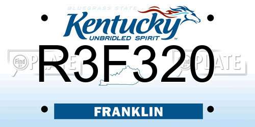 R3F320 Kentucky License Plate