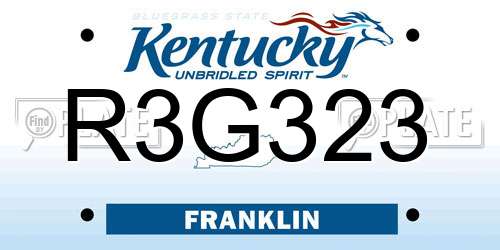 R3G323 Kentucky License Plate