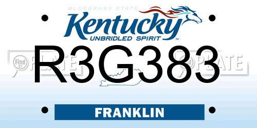 R3G383 Kentucky License Plate