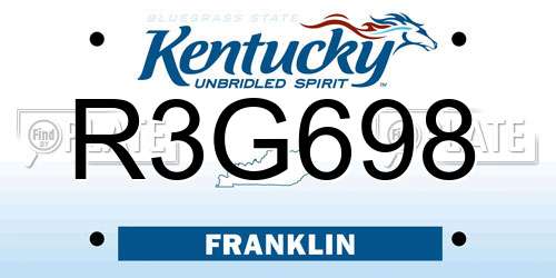 R3G698 Kentucky License Plate