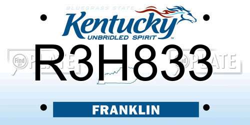 R3H833 Kentucky License Plate