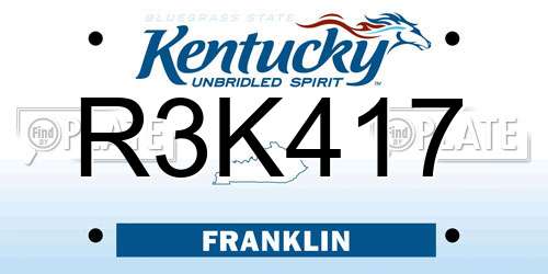 R3K417 Kentucky License Plate