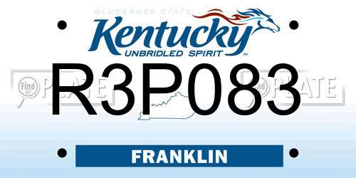 R3P083 Kentucky License Plate